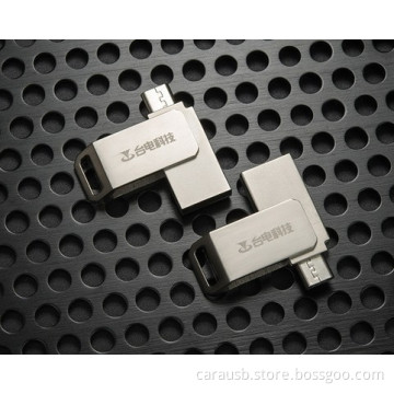 CaraUSB 16gb customized otg phone u disk computer dual-metal dual-plug 360-degree rotating promotional gifts